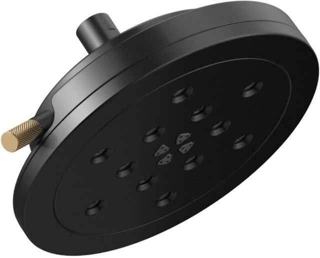 Brizo Litze® Matte Black/Brilliance® Luxe Gold® 8” H2Okinetic® Round Multi-Function Wall Mount Showerhead-0