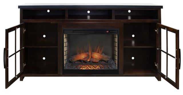 Legends Home Rockport Black/Rosewood 74" Fireplace Console-3