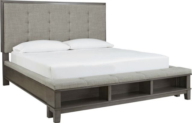 Benchcraft® Hallanden 4-Piece Gray King Panel Storage Bed Set-1