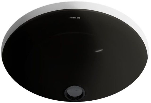 Kohler Caxton® Black 16.13" Round Undermount Bathroom Sink, No Overflow-4