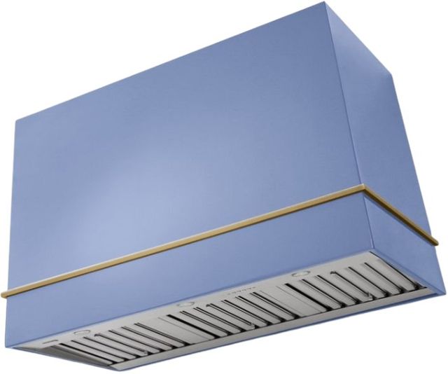 AGA Loge 48" Carnaby Blue Wall Mounted Range Hood  with Antique Brass Trim-0