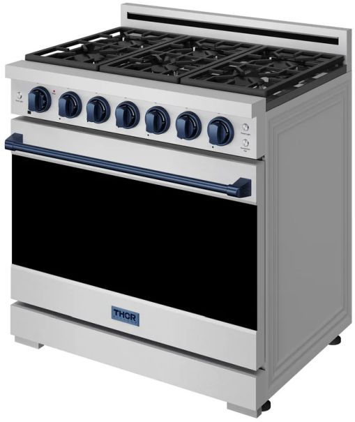 Thor Kitchen® Gordon Ramsay 36" Stainless Steel/Blue Freestanding Pro Style Gas Range-3