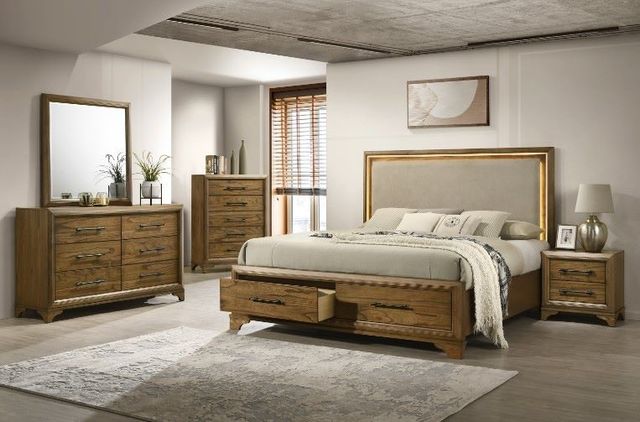 New Classic® Home Furnishings Talcott 4-Piece Honey California King Platform Storage Bedroom Set-1