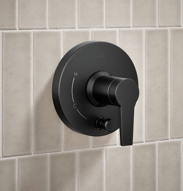 KOHLER® Pitch® Rite-Temp® Matte Black Shower Trim Kit with Push-Button Diverter, Less Showerhead-3