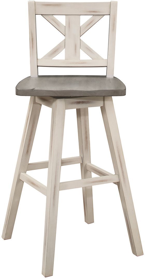 Mazin Furniture Amsonia Distressed Gray/White Gray Swivel Bar Chair-2
