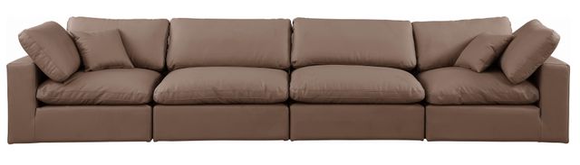 Meridian Furniture Comfy 4-Piece Brown Vegan Leather Modular Sofa-1
