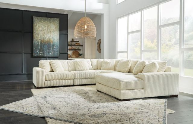 Signature Design by Ashley® Lindyn 5-Piece Ivory Right-Arm Facing Sectional and Chaise-2