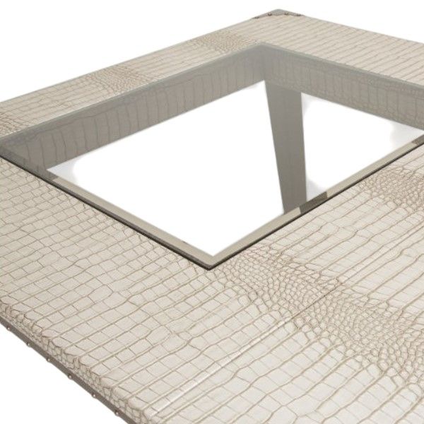 Michael Amini® Valise Amazon Tan Gator Dining Table With Brown Base-2