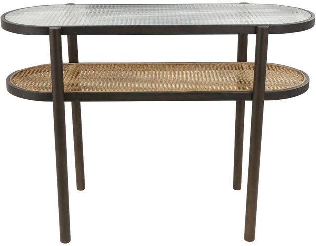 Deco Marche Brown Console Table with Pressed Tempered Glass Top-1