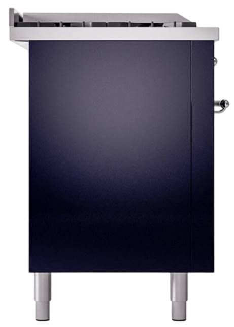 Ilve® Nostalgie II Noblesse 60'' Midnight Blue Pro Style Dual Fuel Range with Chrome Trim-2