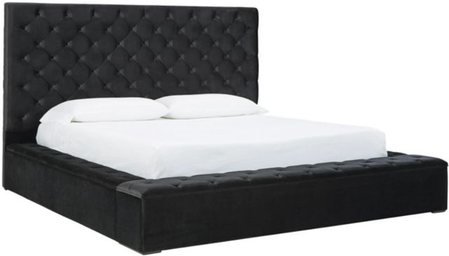 Signature Design by Ashley® Lindenfield 5-Piece Black/Silver Queen Upholstered Storage Bed Set-1