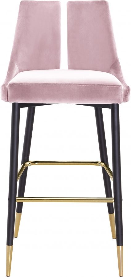 Meridian Furniture Sleek Pink Velvet Bar Stool-1