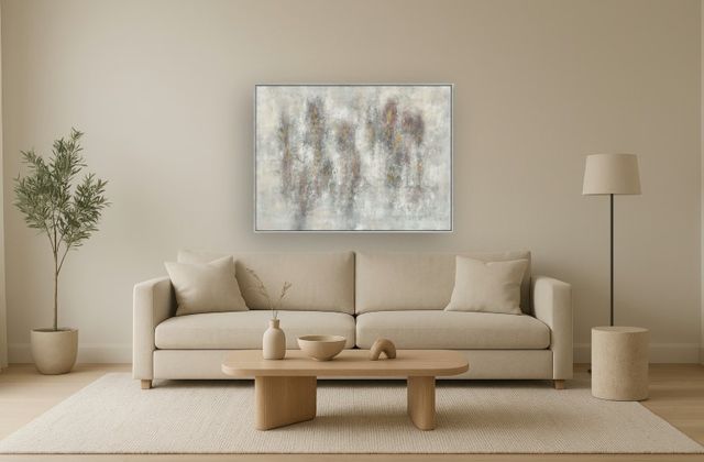 Classy Living Timeless Silver Whisper Abstract Textured Canvas Wall Art-1