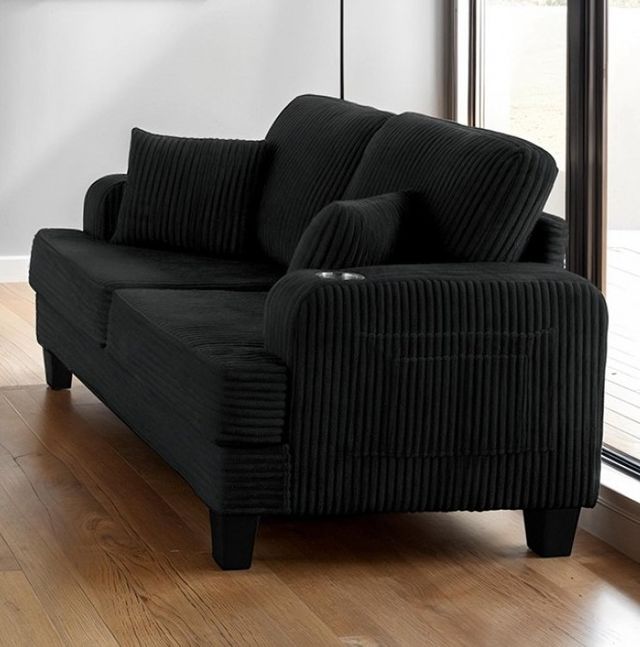 Furniture of America® Moretaine Black Loveseat-2