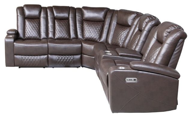 Homelegance® Caelan Dark Brown 3-Piece Sectional Sofa Set-3