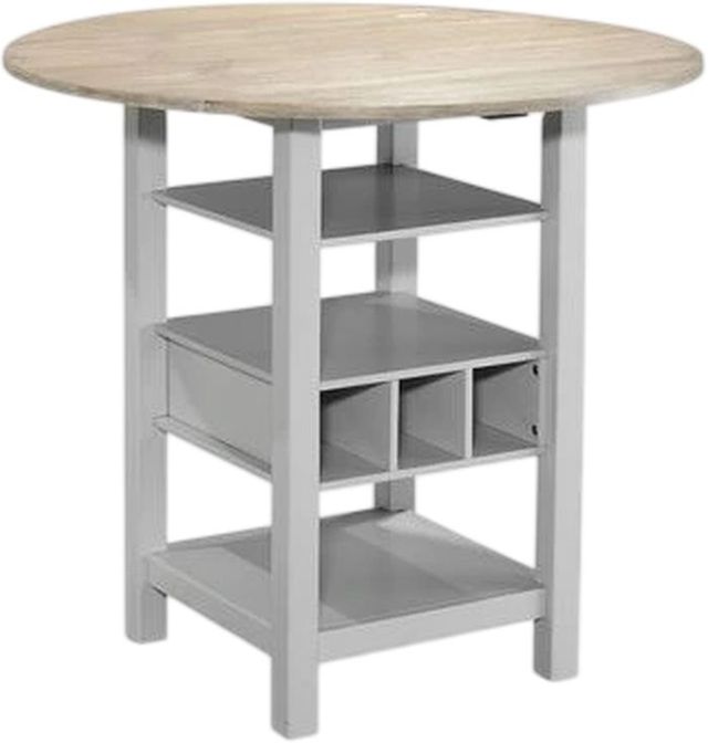 Bernards Ridgewood Beige Drop Leaf Counter Dining Table with White Base-0