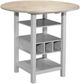 Bernards Ridgewood Beige Drop Leaf Counter Dining Table with White Base-0
