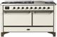 Ilve® Majestic III 60" Antique White Pro Style Dual Fuel Liquid Propane Range with Solid Door and Burnished Trim-0