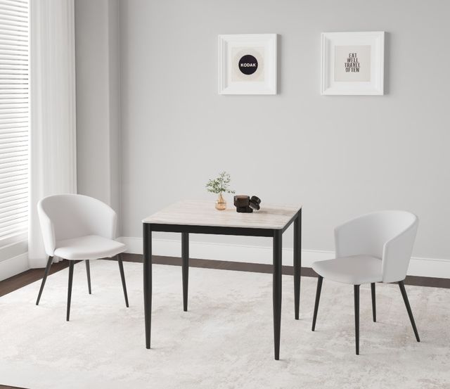 Cramco Marta Fossil Stone Top Dining Table with Matte Black Base-2