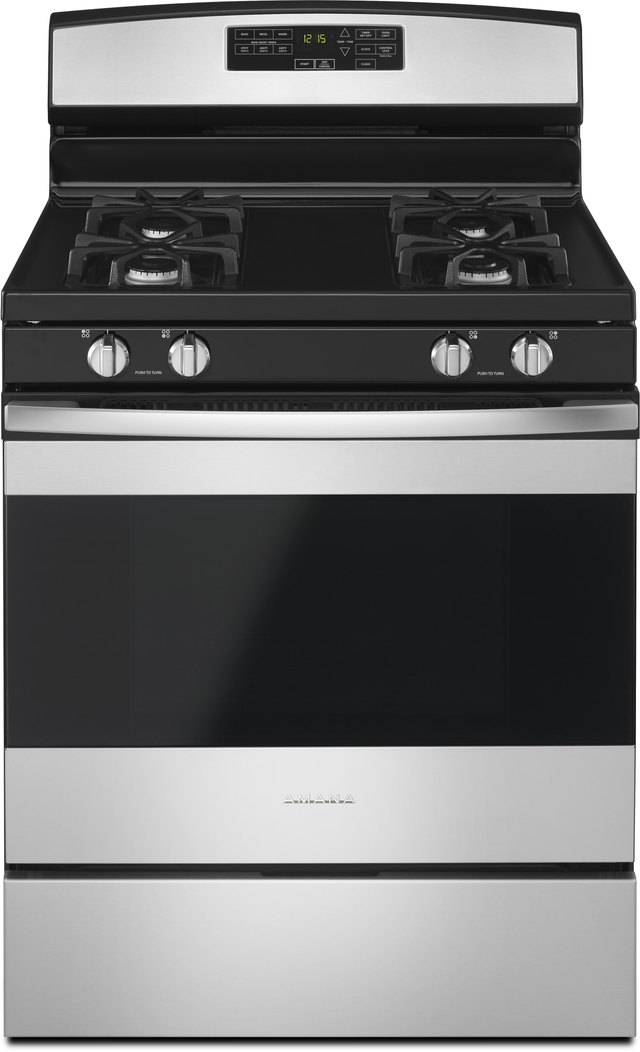Amana® 30" Black on Stainless Free Standing Gas Range-0