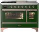 Ilve® Majestic III 48" Emerald Green Pro Style Dual Fuel Liquid Propane Range with 5 Black Brass Burners and Copper Trim-0