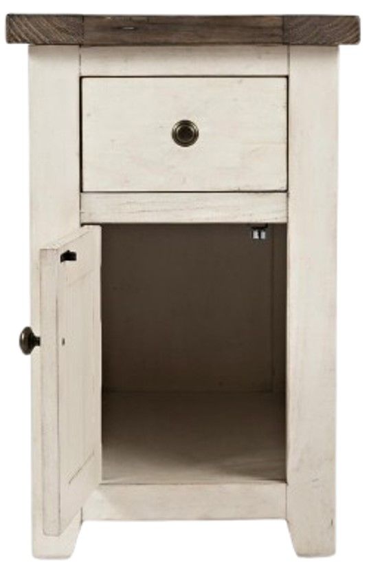 Jofran Inc. Madison County Barnwood Chairside Table with Vintage White Base-3