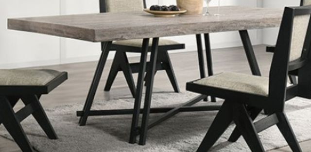 Furniture of America® Tottenham Gray Dining Table with Black Base-0