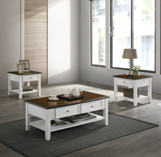 New Classic® Home Furnishings Evander Cream End Table with Brown Top -4