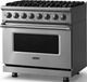 Viking® 5 Series 36" Stainless Steel Pro Style Dual Fuel (LP) Range with Polished Chrome Trim-3