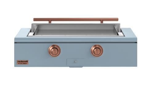 Caliber™ Rockwell Social 42" Bluestone Built-In Liquid Propane Outdoor Griddle with Copper Hardware-0