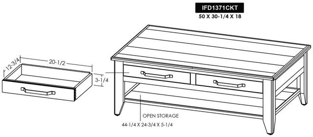 International Furniture Direct Teak Stained Dark Cocktail Table-2