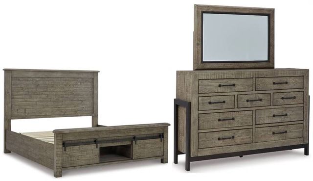 Signature Design by Ashley® Brennagan 3-Piece Gray King Panel Storage Bed Set-0