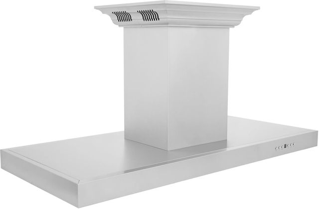 ZLINE CrownSound™ 42" Stainless Steel Ducted Vent Island Mount Range Hood with Built-in Bluetooth Speakers-2