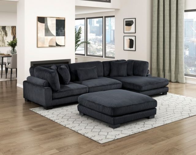 Homelegance® Traverse 4-Piece Black Modular Sectional with Reversible Chaise and Ottoman-1