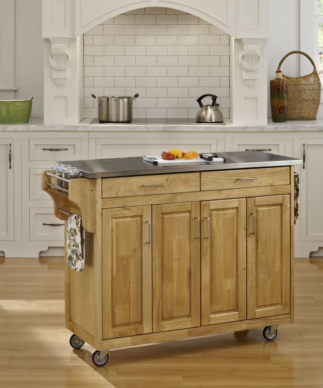 homestyles® Create-a-Cart Natural/Stainless Steel Kitchen Cart-1