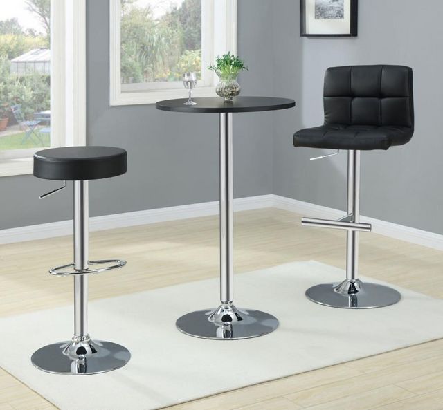 Coaster® Lenny 2-Piece Chrome/Black Adjustable Height Stools-14