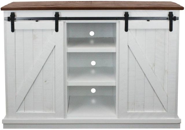 American Heartland Manufacturing Rustic Two Tone Brown/White Tall Quaint TV Stand-1