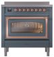 Ilve® Nostalgie II Noblesse 36'' Blue Gray Pro Style Induction Range with Copper Trim-1