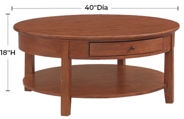 Whittier Wood® Furniture McKenzie Glazed Antique Cherry Round Cocktail Table-2