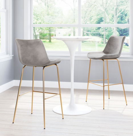 Zuo® Modern Tony Gray/Gold Bar Chair-2