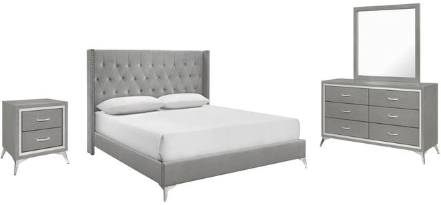 New Classic® Home Furnishings Huxley 4-Piece Gray Queen Panel Bedroom Set-0