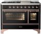 Ilve® Majestic III 48" Glossy Black Pro Style Dual Fuel Natural Gas Range with Triple Glass Door and Copper Trim-0