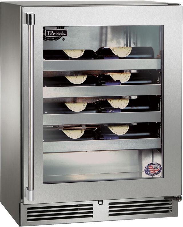 Perlick® Signature Series Shallow Depth 24" Stainless Steel Freestanding Wine Cooler-0