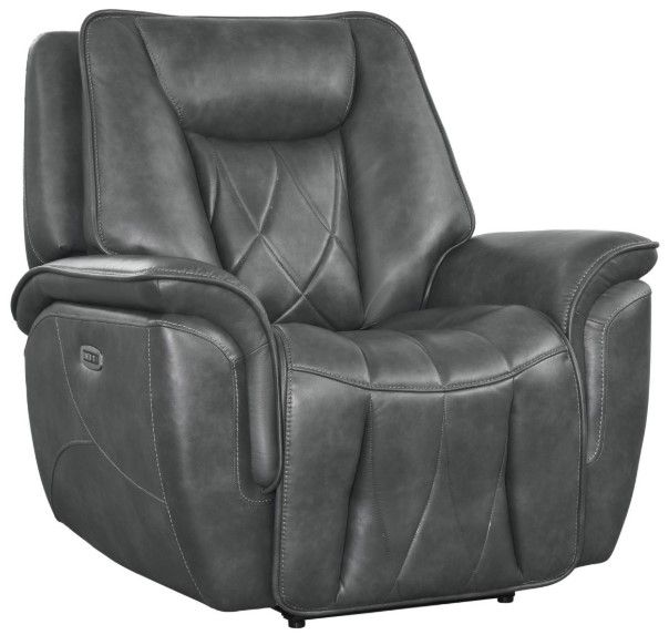 Corinthian Furniture Jordan Charcoal Power Headrest Recliner-0