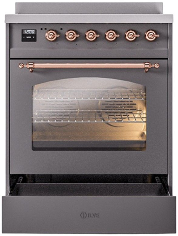 Ilve® Nostalgie II Series 30" Matte Graphite Pro Style Induction Range-2
