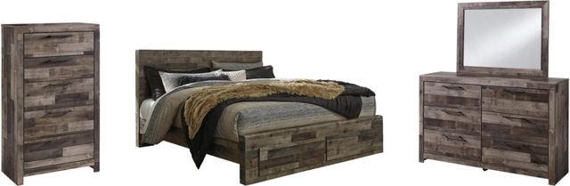 Benchcraft® Derekson 4-Piece Multi Gray King Storage Panel Bed Set-0