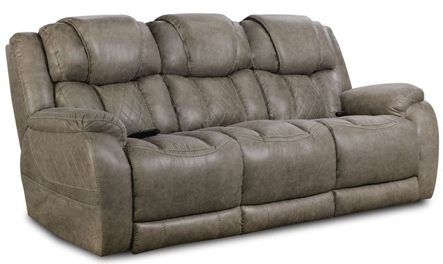 HomeStretch Gray Double Reclining Power Sofa-0