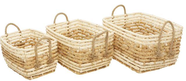 Deco Marche 3-Piece Brown Rectangular Storage Basket Set-1
