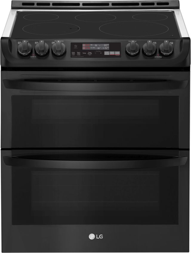 LG 29.88” Matte Black Stainless Steel Slide In Electric Double Oven Range-0