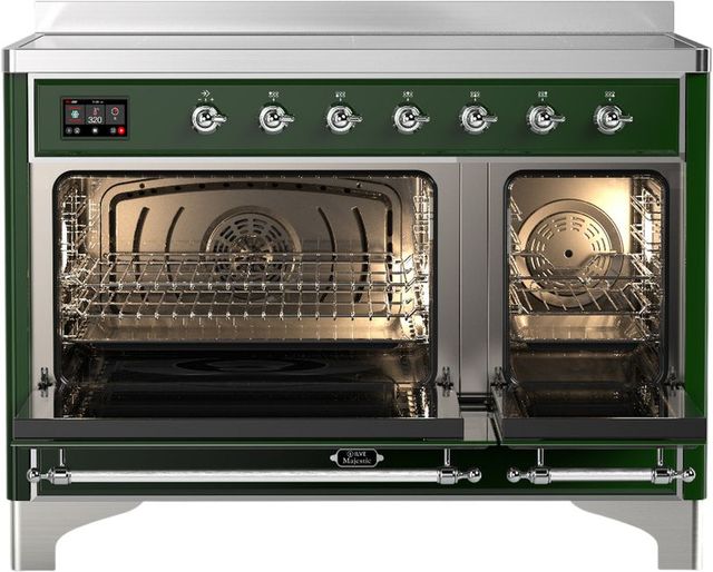 Ilve® Majestic III 48" Emerald Green Pro Style Induction Range with Triple Glass Door and Chrome Trim-1